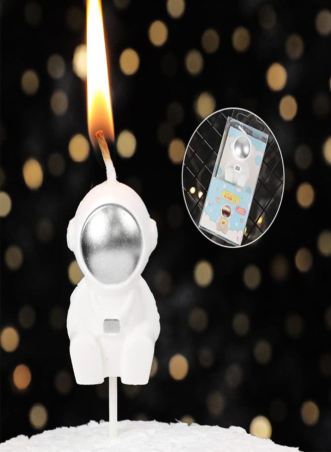 Aprildecember Astronaut Shaped Birthday Candle, Outer Space Themed Birthday Candles, Spaceman Candle Cake Decoration (Silver) - Image 3